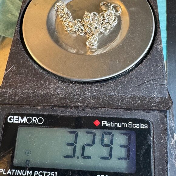 VTG Sterling Silver 925 Double Link Charm Bracelet Lobster Clasp Size 7'' Length - Picture 9 of 10